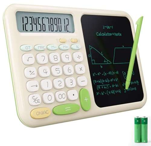 GUYUCOM Calculadora de Escritorio con Bloc de Notas para Secundaria y Bachillerato – Pantalla HD de 12 Dígitos, Diseño Simple con Teclas Grandes de PVC, Calculadora Básica para Escuela, Oficina, Hogar