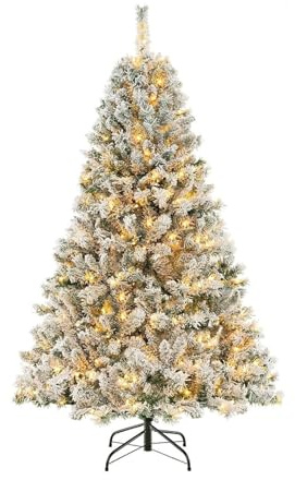 Árbol de Navidad Artificial 3 Metros, con Nieve y Luces preiluminadas, 2084 Puntas Ramas incandescentes(4ft,B)