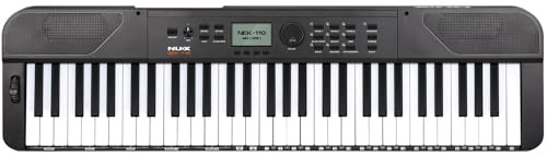 NU-X NEK-110 61 Tasten Tragbares Digitales Keyboard | Berührungsempfindliche Tasten, 700 Sounds, 100 Rhythmen, Live-Modus, USB-C MIDI & Bluetooth, Wiederaufladbare Klaviertastatur für Anfänger und
