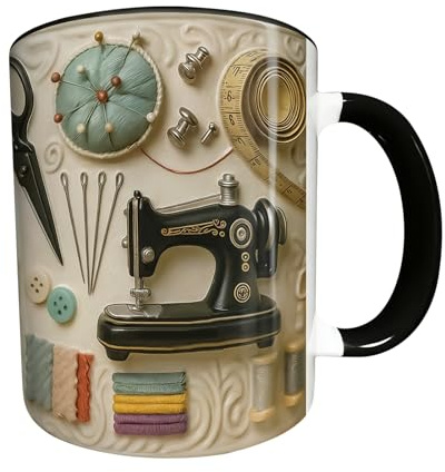 Kaffeetasse für Nähmaschine, Geschirr für Latte, Keramikbecher mit kreativem Nähthema, hitzebeständiger Getränkehalter, Küche, Café, Zuhause | Idee P