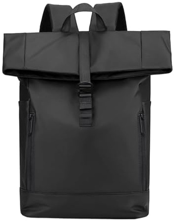 Clufar Rolltop Rucksack Wasserdicht Herren mit 15,6 Zoll Computerfach,Black | 25L Schwarz Laptop Rucksack Herren Rucksäcke Schulrucksack Reiserucksack Daypack für Arbeit Schule Reisen Radfahren