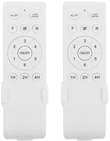 JEWEDECO Pack de 2 mandos a distancia de repuesto para ventiladores de techo, 6 niveles de velocidad, función de temporizador, control de luz y dirección, mando a distancia compacto para ventiladores