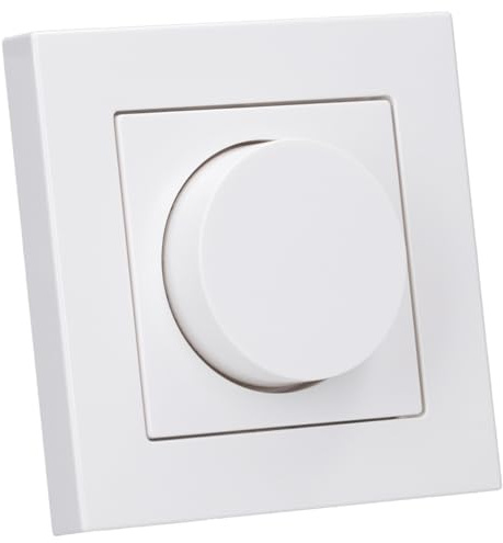 JUNG Serie A Drehdimmer Set Alpinweiß | mit 1730DD Drehdimmer Standard LED, A1740WW Abdeckung mit Drehknopf, A5581BFWW Rahmen 1-fach