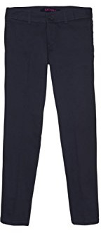 French Toast Girls' Adjustable Waist Stretch Twill Straight Leg Pant (Standard & Plus), Navy, 7