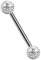 Titan Brustpiercing Schmuck Stab 1,6 x 18 mm mit Zwei Epoxy Kugeln in klar