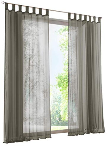 BAILEY JO 1er-Pack Gardine mit Schlaufen Transparent Voile Vorhang 140x225cm grau