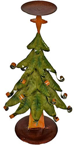 Weihnachtsdekoration Tannenbaum-Kerzenständer, unzerbrechlicher Kerzenständer Original, modern und schick aus Metall, Rot, Grün zum Verschönern Ihres Tisches oder Poser für eine perfekte Dekoration, z
