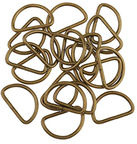 P Prettyia 100 Stück Packung D Ringe Edelstahl Halbringe Gürtelschnalle Rucksack D Ring - Bronze, 25x14x2.8mm
