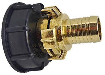 TOOLSTAR IBC Adapter, 1000 Liter Tank Adapter IBC Tank Adapter S60X6 to Brass Garden Tap 3/4(19MM) Brass Geka Style Barb Hose Connector - Course Thread to BSP Thread