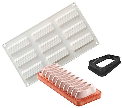 XiaoShenLu Moule de Chocolat 3D Moule en Silicone pour Glace Chocolat, Outil croustillant carré en Plastique, 8 Trous Forme de vague