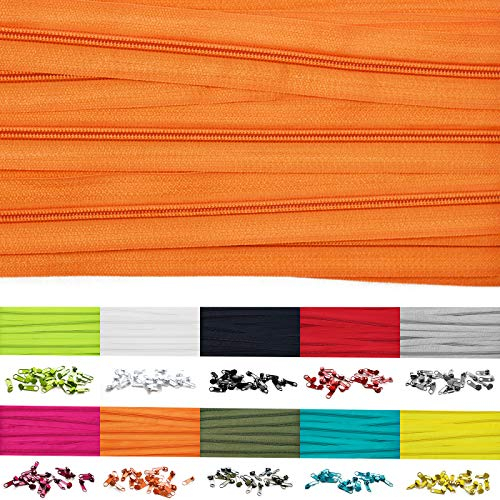 5m Endlosreißverschluss 5mm mit 10 zipper reißverschluss endlos Orange