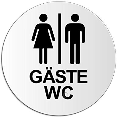 Schild Gäste WC Ø 100 mm Toilettenschild aus Aluminium lichtgrau lackiert Nr.53165