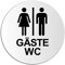 Schild Gäste WC Ø 100 mm Toilettenschild aus Aluminium lichtgrau lackiert Nr.53165