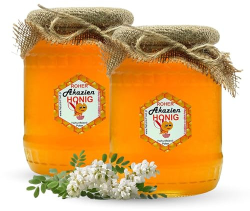 Natural Food - Roher Honig - Direkt vom Imker - Roh Natürlich - Ohne Zusätze - Ungefiltert - Nicht Geschleudert oder Erhitzt - Geschenkidee - 2,2 KG - Akazienhonig