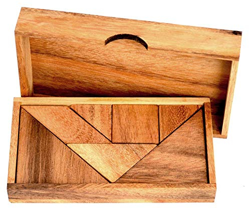 Tangram Rechteck, großes chinesisches Holzpuzzle mit 7 Teilen,Tangram Puzzle, 1250 Figuren zusammen puzzeln mit Tangram Vorlagen, Legepuzzle, Kinderpuzzle, Familienpuzzle, Schule