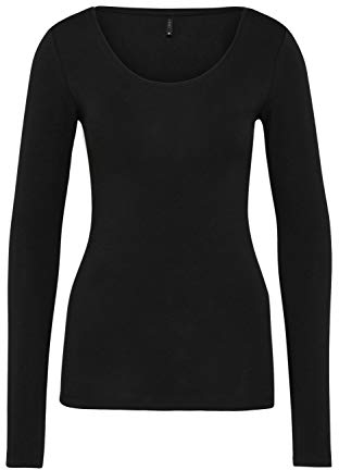 ONLY Women's Onllive Love Life L/s Oneck Top Noos JRS T-Shirt, Black, M