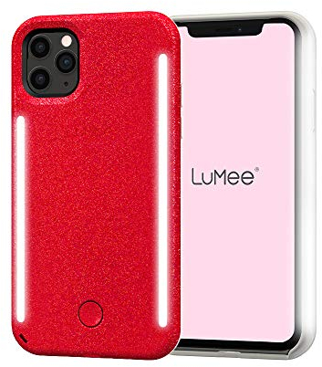 Case-Mate LuMee Duo Light Up Case for iPhone 11 Pro Max - Dual Light Up Selfie Case - Front & Rear Illumination - Red Glitter