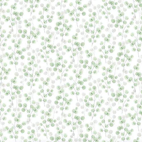 Natasha Green Wallpaper Floral Textured Glitter White Grey Vinyl