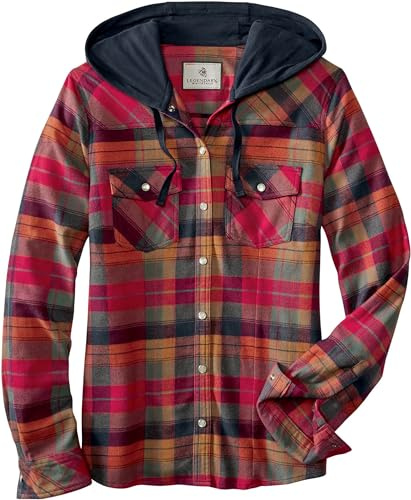 Legendary Whitetails Women's Plus Size Lumber Jane Hooded Flannel Shirt, Falling Leaves Plaid, 1X