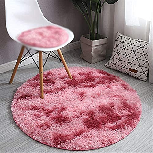 Shaggy Teppich Hochflor Runder Plüsch-Matte, Chickw1 Modern Langflor Carpet Fluffy Anti-Skid Fellteppich Kunstfell Area Teppich - Schlafzimmer Wohnzimmer Kinderzimmer Decor Boden (Dunkelrot,200cm)
