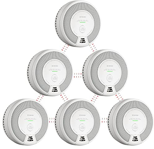 X-Sense Wireless Interconnected Combination Smoke and Carbon Monoxide Detector, 10-Year Battery Powered Fire and CO Alarm, UL 217 9th Edition Certified, SC06-W, 6-Pack