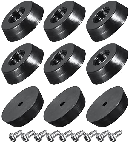 sourcing map 18mm W x 5mm H Round Rubber Bumper Feet, Stainless Steel Screws and Washer for Furniture, Electronics, Non-Slip 9pcs