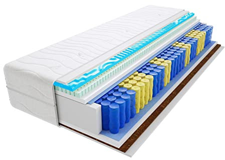 Godre Matratze 90x200 cm Doppelmatratze, H3 & H4 Federkernmatratze, Taschenfederkernmatratze 27 cm Hoch Latex Kokosfaser Profilierter Visco Memory Hypoallergene, HR-Schaum Lima Max Visco Molet
