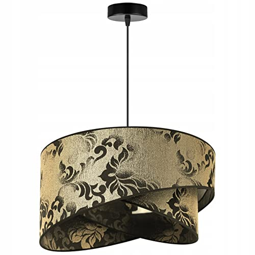 Light-Home Milan Lampenschirm Hängelampe Hängeleuchte - Deckenlampe Industrial für Wohnzimmer Schlafzimmer und Esszimmer - Pendelleuchte aus Metall mit Lampenschirm aus Velours (Schwarz und Gelb)