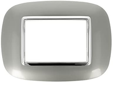Placca Oval Orbis Compatibile Axolute effetto Lucido Placche copri prese elettriche pulsante incasso Bianco Oro Lucido Cromo Silver Sabbia Bronzo Nero 3 Moduli Posti (SILVER cod.7)