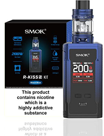 SMOK R Kiss 2 Vaping Kit, Ergonomic, Stylish and High-Performance Experience, Professional Upgrade, Powered by Dual I8650 (Not Included), 2mL, E Cigarettes, SMOK Vaping, No Nicotine (Blue Black)
