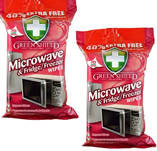 Green Shield Microwave & Fridge/Freezer Wipes - 70 Wipes in a pack | Pack of 2