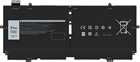 ARyee 52TWH Akku Kompatibel mit Dell XPS 13 7390 2-in-1 P103G P103G001 P103G002 Serie Notebook, Ersatz für 52TWH MM6M8 0MM6M8 XX3T7 0XX3T7(7.6V 51Wh)