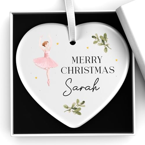 Ballerina Nutcracker Christmas Tree Ornament Bauble For Girls, Personalised Merry Christmas Decoration For Girls, Babys First Christmas, Ballet Xmas Gift, With Gift Box