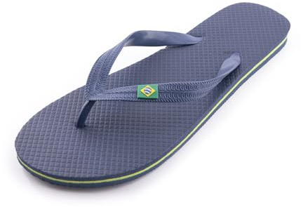 R-ISLAND Infradito da uomo, infradito, logo brasile, adulto, ottimo per casa, spiaggia, piscina. (Blu scuro, numeric_43)