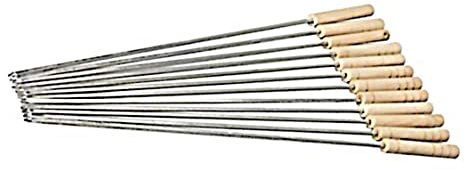 12 pc/ensemble de brochettes de barbecue avec brochettes de kebab à poignée en bois, bâtons de rôtis