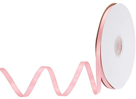 sourcing map 6 mm x 46 Meter Satinband Doppelseitige Schleifenband Polyester Geschenkband für Deko Party Hochzeit Geburtstag Trauer Geschenkverpackung Band, Staubige Rose