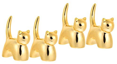 Cabilock 4 Stück Schmuckschmuck Für Katzen Ringauflage in Katzenform Ring-display-halter Ring Für Frauen Verlobungsring Ringständer Für Katzen Halterung Keramik Nordisch Fräulein