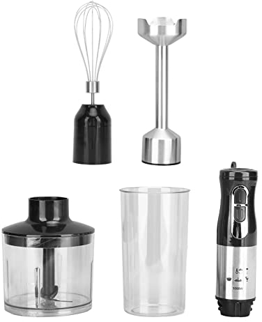 Licuadora, 4 en 1 Diseño en Forma de Campana Batidor de Huevos 1000W Picadora de Carne Batidora de Mano Fácil Limpieza Cuchilla de Acero Inoxidable para Cocinar (Enchufe UE 220V)