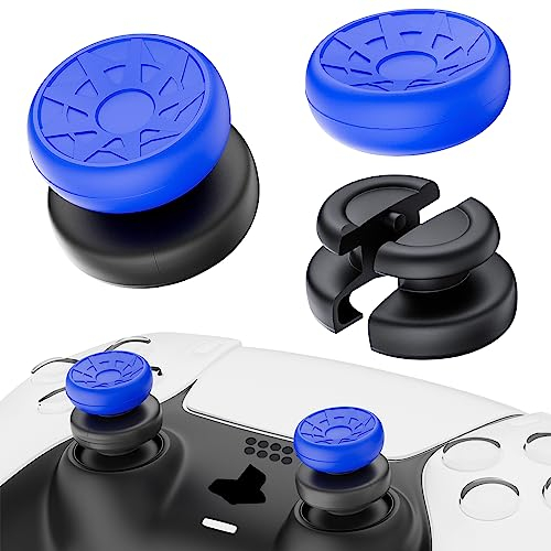 PlayRealm Lot de 2 rallonges de joystick et coque en silicone pour manette de PS5 et PS4 (bleu foncé)