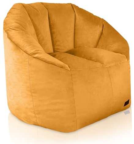Aiire Luxus Sitzsack Sofa Erwachsene - Relaxo Bean Bag Chair Design mit Füllung für Kuschelecke - Moderner Sitzsäcke Sessel für Mädchen und Kinder aus Samt Gelb