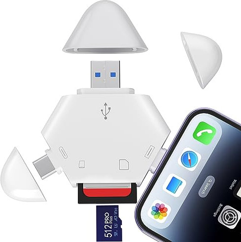 SD Card Reader for iPhone, Triangle Memory Card Reader for iPhone 15/iPad/Android/Mac/PC/Laptop Trail Game Camera Viewer Supports SD/Tf Card Micro SD Card Adapter for MacBook Pro/Air No App Required