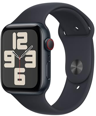 Apple Watch SE (2ᵉ génération, 2023) (44 mm GPS + Cellular) Smartwatch avec boîtier en Aluminium et Bracelet Sport Minuit - M/L. Suivi de l’activité Physique et du Sommeil, détection des Accidents