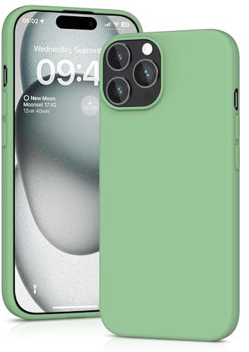 YATWIN Silicone Case for iPhone 15 Pro, Soft-Touch, Shockproof, DustProof, Antiskid Full Body Armour Phone Cover for Apple iPhone 15 Pro - Mint Green
