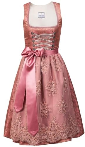 Edelnice Trachtenmode Exklusives Designer Midi Dirndl Sophia inkl. Spitzenschürze Gr. 32-54 (DE/NL/SE/PL, Numerisch, 44, Regular, Regular)