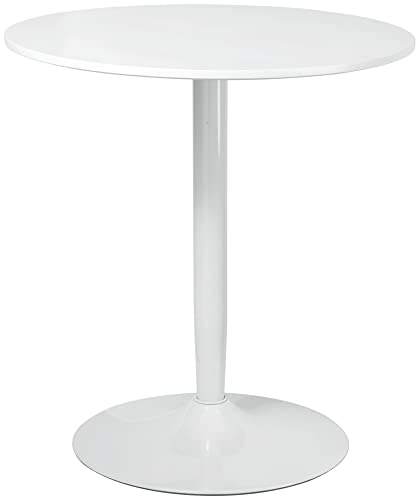 HOMCOM Esstisch, Runder Küchentisch, Moderner Esszimmertisch für 2 Personen, Bartisch Säulentisch mit Stahlbein, Rutschfester Fußauflage, Kaffeetisch für Wohnzimmer, Ø70 x 75 cm, Weiß