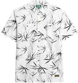 Superdry Herren Kurzärmeliges Strandhemd Optik Bambus M
