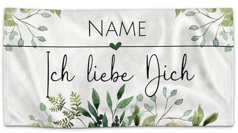 PR Print Royal Handtuch personalisiert mit Wunschname - Personalisiertes Handtuch - Ich Liebe Dich - Persönliches Namensgeschenk zum Valentinstag | 100 x 50 cm