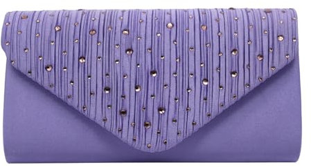 Finecy In Clutch Purse Evening Bag for Women Prom Sparkling Handbag With Detachable Chain for Wedding and Party Envelope Style (Dark Lilac)