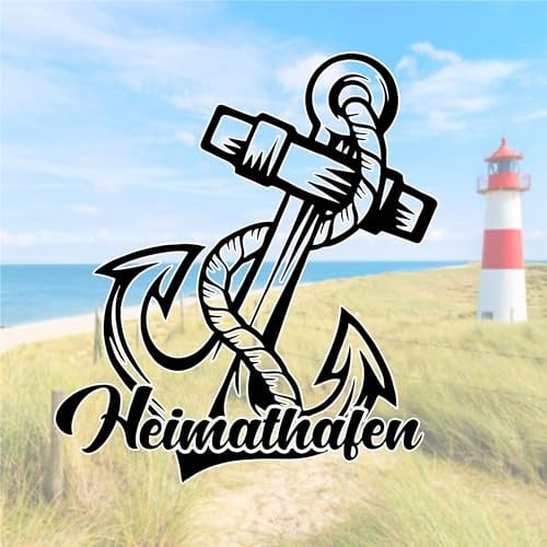 Rakelfix Heimathafen mit Anker Aufkleber Küste Urlaub Autoaufkleber Sticker Tau See Ostsee Nordsee Tür Haustür