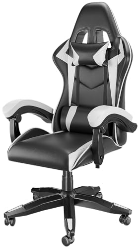 Racingreat Gaming Stuhl Gamer Chair - Computerstuhl Schreibtischstuhl Höhenverstellbar Ergonomisch Bürostuhl für Jugendliche Jungen Mädchen Erwachsene (Weiß)